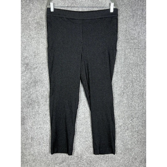 Hilary Radley Stretch Pull On Pants Womens Size Large Black‎ Mini Check Pockets - Picture 1 of 9